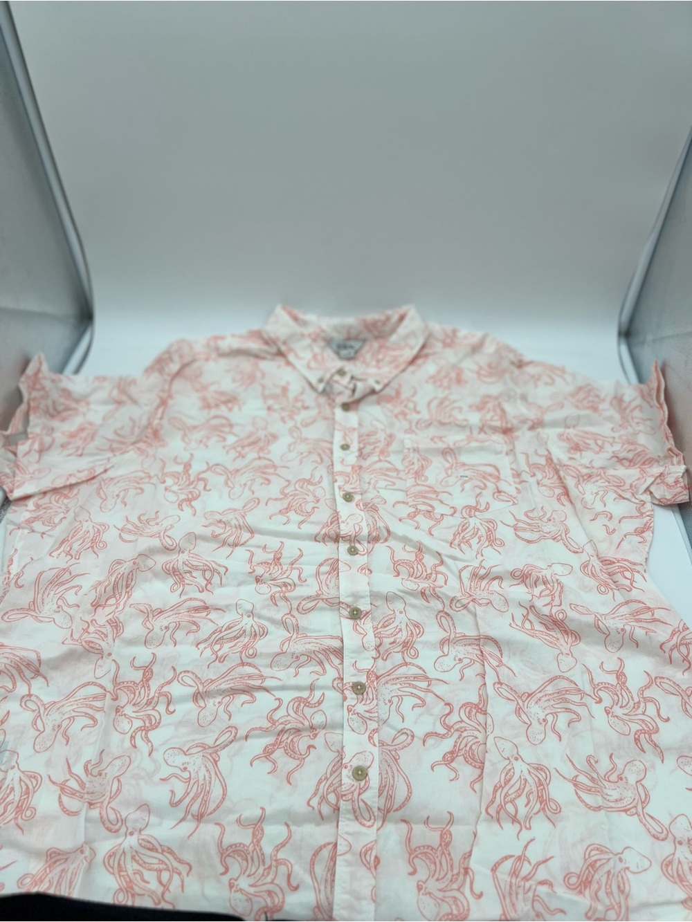 Eddie Bauer Men's Short Sleeve Textured Short Sleeve Cotton Shirt White 4XL
